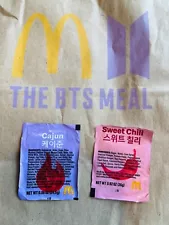 2021 McDonalds x BTS The BTS Meal Bag Used Plus 2 Sauces Cajun & Sweet Chil cove