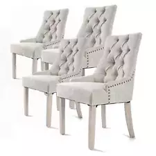 NNEDSZ 4 Set Cream French Provincial Dining Chair Amour Oak Leg