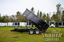 NEW 2024 7x16 7 x 16 14K GVWR Hydraulic Dump Trailer Equipment Hauler 48" Sides