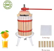 Fruit and Wine Press 1.6 Gallon Solid Wood Basket Manual Apple Cider Press EJWOX