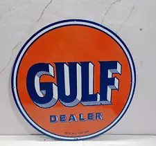 Gulf Dealer Porcelain Enamel Sign 30 x 30 Inches