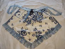 Warrens' 3 Oaks Michigan Plastic clear Apron w/ Blue Flowers Trim Koroseal