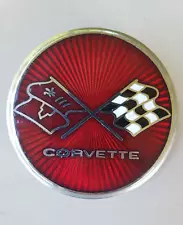 1975-76 Corvette Rear Fuel Door Lid Gas Cap Emblem part #347914 Cross Flags