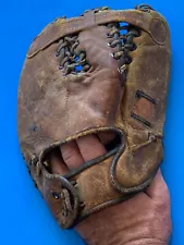 VTG WWII ERA THREE FINGER LEATHER Baseball Glove MITT RHT 3 FINGERS VINTAGE USED