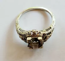 Antique 18k Filigree Engagement Ring Setting