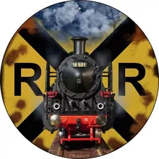 Rustic Railroad Vintage Novelty 8" Metal Circular Sign With Locomotive NEW!