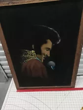 Velvet Elvis Presley Large Framed Painting Vintage Aprox 28 1/2" X 38 1/2"