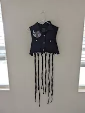 THRILL JEANS Women's Denim Jean Vest Dream Catcher Size M Black