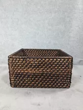 Dark Brown Square 4" Rattan Basket