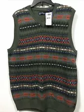 Chaps Men’s V-Neck Sweater Vest Size L Green NWT (APO-93-10)