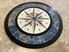 Floor Marble Medallion 32''X32'' Blue Red Diamonds