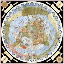 Flat Earth Map of the World 1587 Urbano Monte Poster Art Globe 24x24