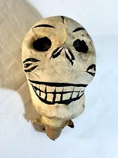 Vintage Mexican Paper Mache Skull Folk Art Day of the Dead Puppet Head