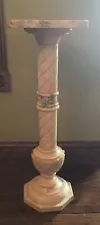 19th Century Italian Hand-Carved Solid Marble Pedestal, 28”High Plant Stand