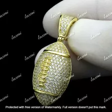 1.65CT DIAMOND ICY BLING HIPHOP BLING 3D FOOTBALL PENDANT 14K YELLOW GOLD FINISH