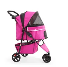 EveryYay Pink Places to Go Reflective Pet Stroller, 34" L X 21.7" W X 37.5" H