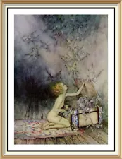 Arthur Rackham Victorian Fantasy Print PANDORA'S BOX Greek Mythology Fairy Art