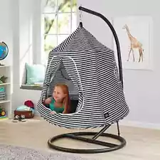 Member's Mark Kids Cozy Hanging Pod Chair, Indoor/Outdoor Swing, Stripe Print