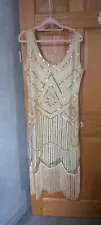 BEAUTIFUL LADIES CREAM SEQUIN 1920's STYLE COCKTAIL PARTY ~CRUISE DRESS