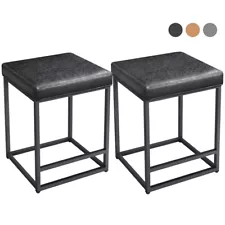 Bar Stools Set of 2 Upholstered Metal Bar Stools for Kitchen Counter Backless