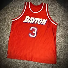 Vtg DAYTON FLYERS BASKETBALL JERSEY red shiny #3 UD Nylon Rare MENS XXL 2XL 2-XL