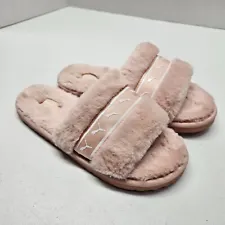 PUMA Plush Slip On Slippers - Rose Pink Fuzzy Fur Slides - Womens Size 7 - NICE!