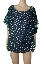 Womens Blouse No Tag Black White Polka Dots