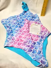 Lecapo Women's Size XL OnePiece Swimsuit 1-Shoulder Mermaid/scales Pink/blue NWT