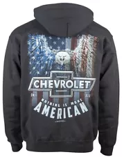 Chevrolet Nothing Is More American Hooded Sweatshirt Black Sz XL Mens Sportswear