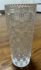 Tiffany & Co. Woven Basket Weave Crystal 8" Vase