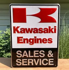 Vintage Kawasaki Sales & Service Metal Sign 24"x18"