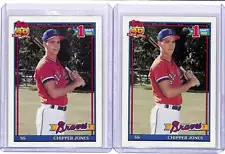 (2) Lot 1991 Topps Chipper Jones Rookie Card RC #333 HOF Atlanta Braves