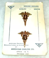 ORIGINAL CLUTCHBACK WW2 MEDICAL DENTAL OFFICER COLLAR INSIGNIA SET, A.E. CO.