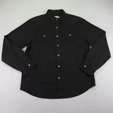 Flint And Tinder Shirt Mens Medium Black Bedford Camp Snap Up Jacket Shacket ^