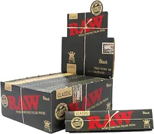 AUTHENTIC 50 Packs Box Raw Black Classic King Size Slim Natural Rolling Papers