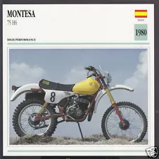 1980 Montesa 75cc H6 Spain Enduro Dirt Bike Motorcycle Photo Spec Info Stat Card