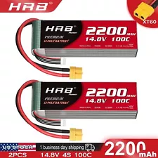 2x HRB 4S 14.8V 2200mAh XT60 LiPo Battery for RC Car Truck Racing Boat FPV Quad