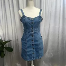 Aeropostale Denim Jumper Button Front Dress | Large