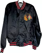 1990s Swingster Large NHL Chicago Blackhawks Logo Satin Jacket Snap USA Preowned