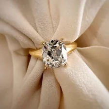 Old Mine Cut Moissanite Engagement Ring Size 4 to 12 US Cushion Cut Wedding Ring