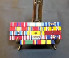 WWII Military Ribbon Rack -14 place w/ Battle Stars and Oak Clusters