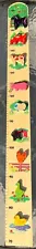 Hanging Wooden Metric Growth Height Chart for Children With Farm Animals Theme