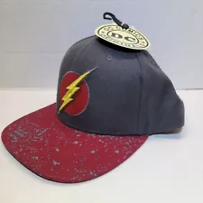 The Flash Snapback Flat Bill Hat Baseball Cap Gray/Red DC Comics NWT New W/ Tags