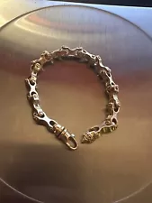 8 Inch 14k Gold Men’s Bracelet 52 Grams With Aquamarines