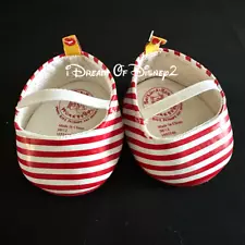 Build-A-Bear RED & WHITE CANDY CANE STRIPED FLATS, Mary Jane Styled Teddy Shoes