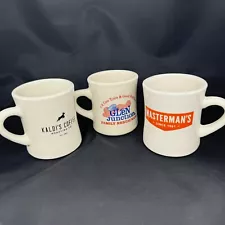 Lot of 3 Diner Style Heavy Coffee Mugs Restaurant Ware Advertising Cups White