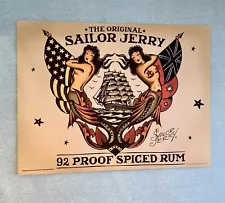 Sailor Jerry US UK Mermaid Girls Ship Spiced Rum Alcohol Ad Poster 24"x18” NEW