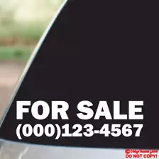 FOR SALE with YOUR PHONE NUMBER Vinyl Decal Sticker Car Window Bumper CUSTOM