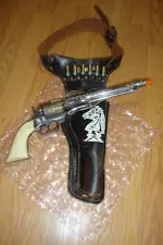 Vintage Era 1957-60 Hubley Colt .45 Toy Cap Gun & Holster Orig. Complete