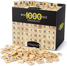 1000 Pcs Scrabble Tiles, Wooden Letter Tiles, A-Z Capital Letters for Crafts, Sp